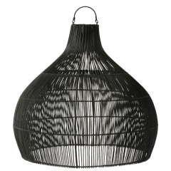 HANGING LAMP BLACK RATTAN PEAR 85 